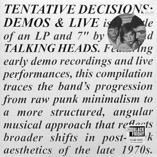 Talking Heads Tentative Decisions: Demos & Live (RSD Exclusive, With Bonus 7", Clear Vinyl)